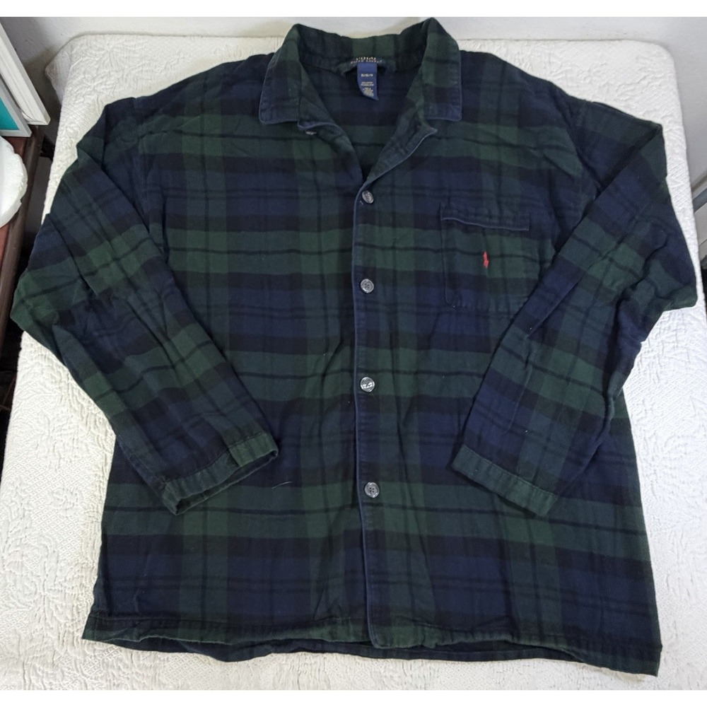 Polo Ralph Lauren Flannel Tartan Plaid Pajama Set Mens XL Green Top Bottom - Picture 2 of 12